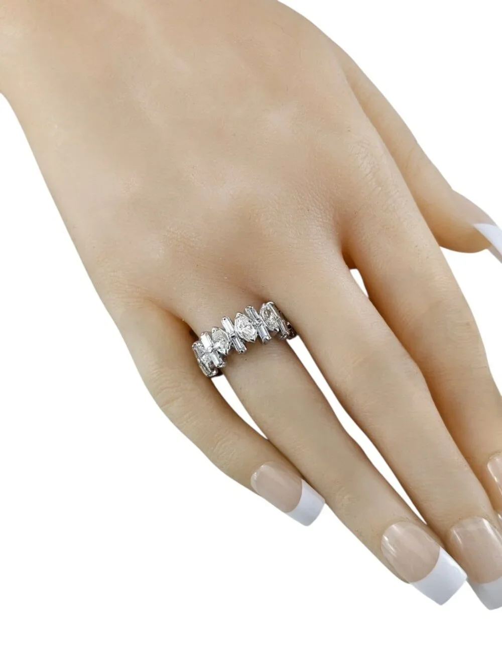 Platinum Marquis and Baguette Diamond Ring Size 7.25 #25246